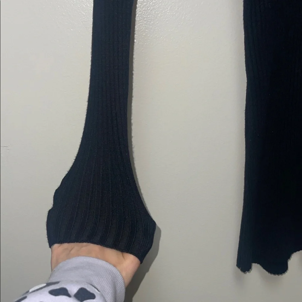 Black Ribbed Knit Dress - Picture 3 of 6